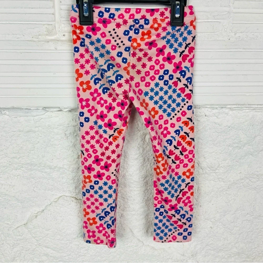 Gymboree Pink and Blue Geometric floral cotton stretch Leggings size 3T